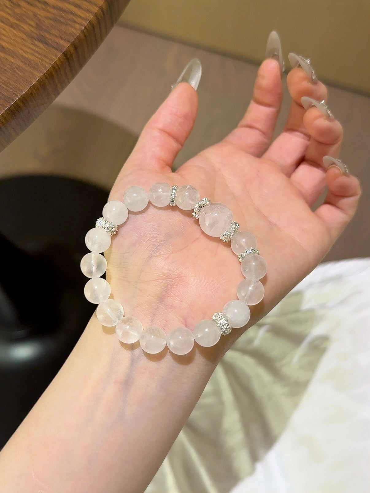 ▫️▪️ Blue moonlight white ghost bracelet
